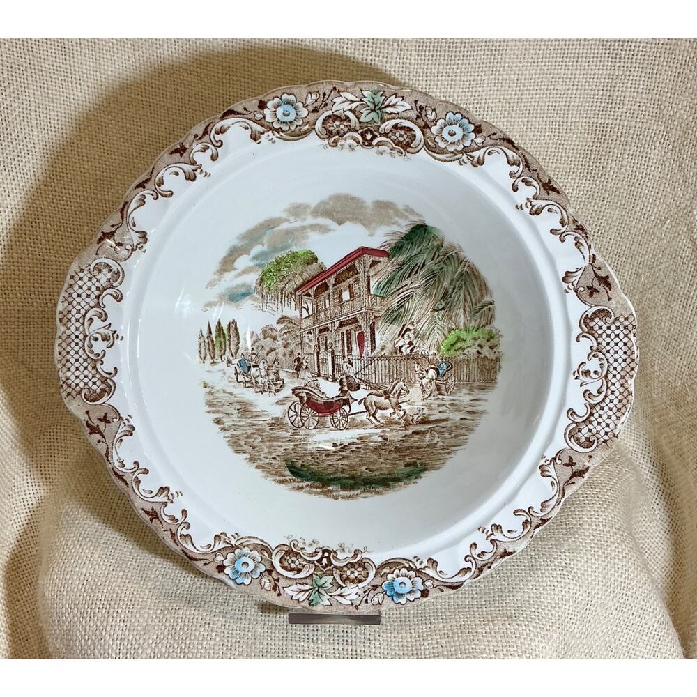 Johnson Brothers HERITAGE HALL brown transferware handled vegetable bowl no lid